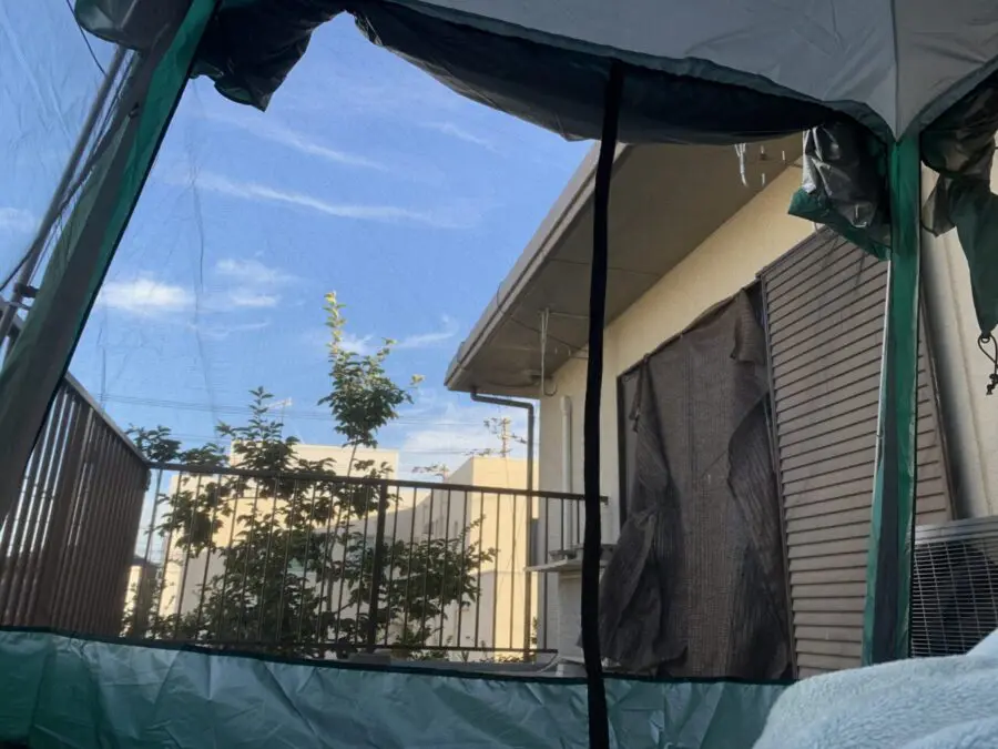 蚊帳テント（ad249）をベランダに設置してみた